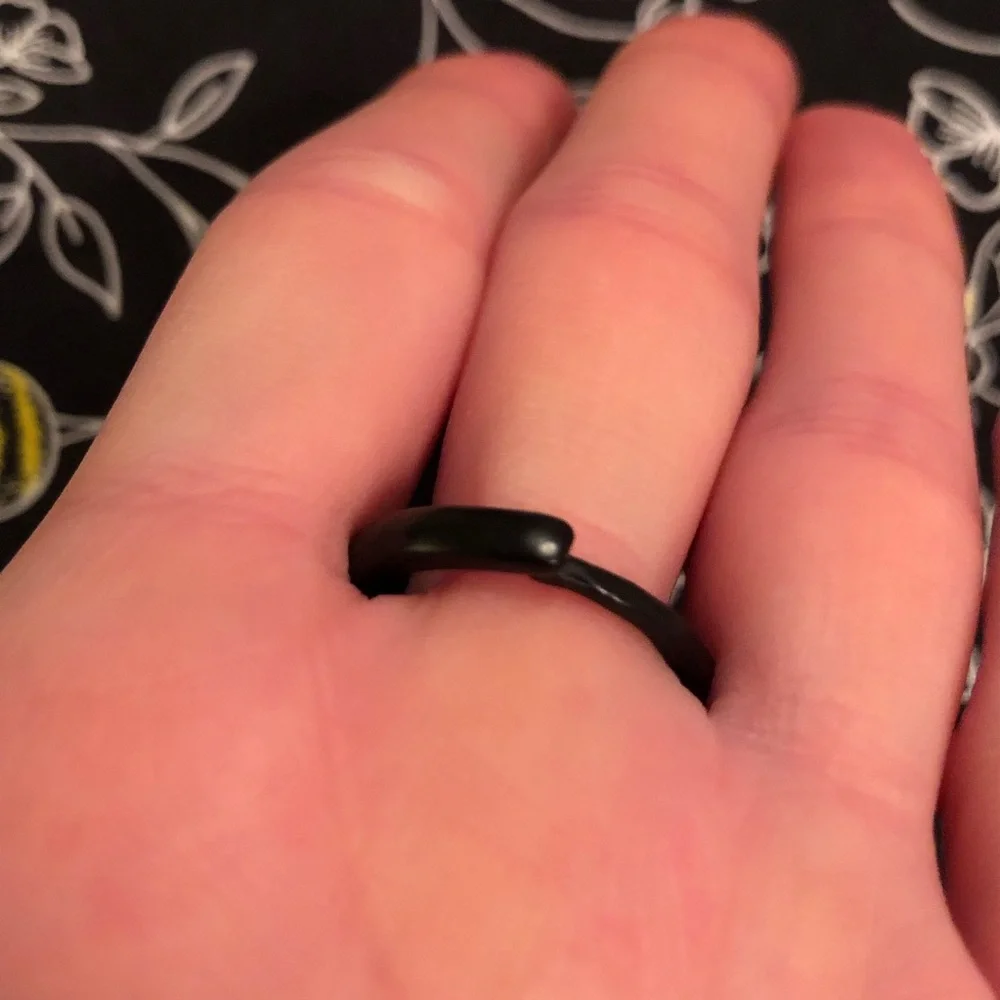 Black Owl Ring with Green Eyes